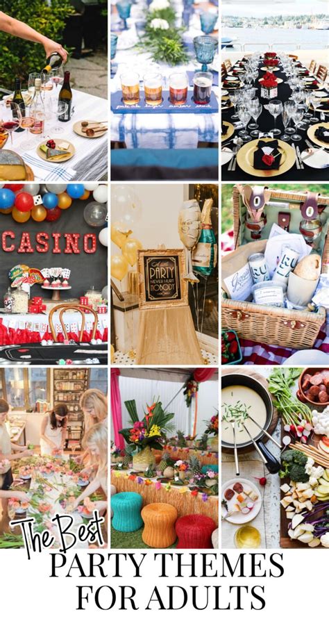 easy party themes for adults|party themes with 4 subcategories.